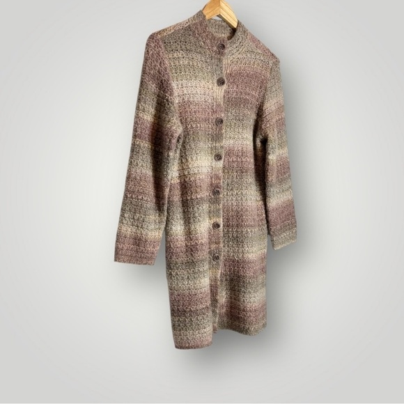 J Jill | Striped Cardigan Button Front Sweater Alpaca Wool Blend Knit - Picture 3 of 9